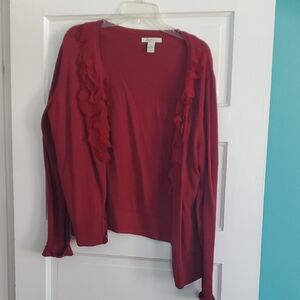 G.H. Bass & Co. Red Ruffled Cardigan